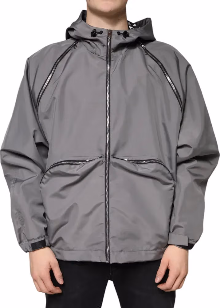 Dolce & Gabbana Gray Polyester Hooded Men Full Zip Jacket