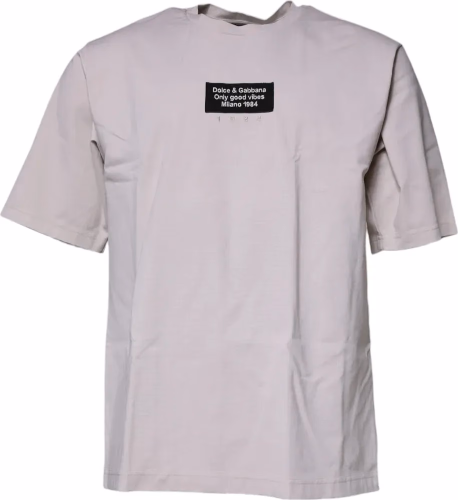 Dolce & Gabbana Beige DG Logo Crew Neck Short Sleeves T-shirt