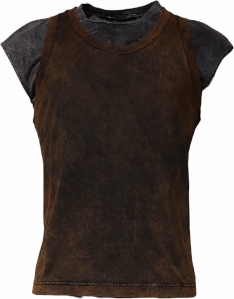 Dolce & Gabbana Brown Cotton Round Neck Sleeveless T-shirt
