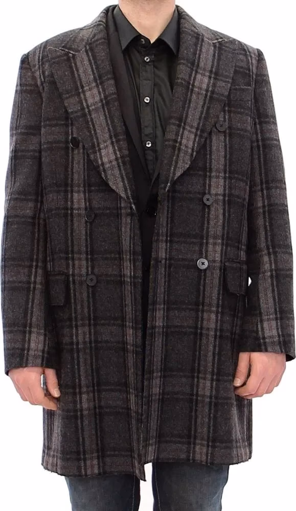 Dolce & Gabbana Gray Double Breasted Coat Jacket