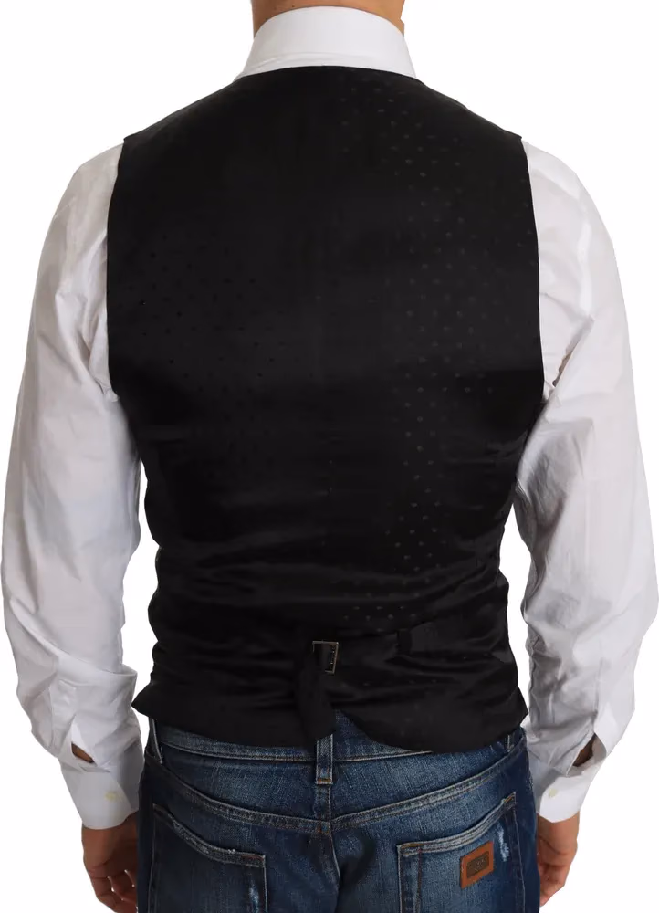 Dolce & Gabbana Black Wool Dress Waistcoat