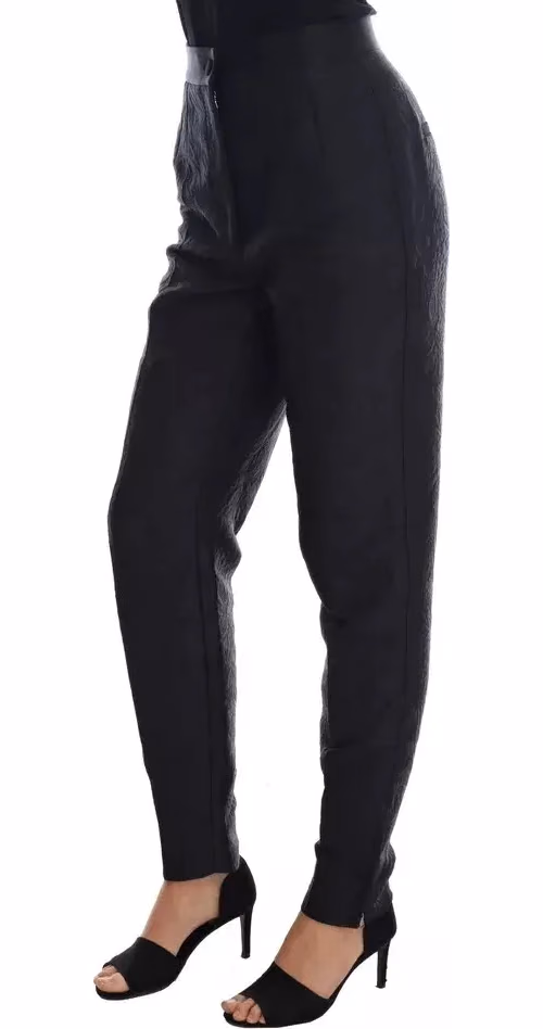 Dolce & Gabbana Black Floral Brocade High Waist Pants