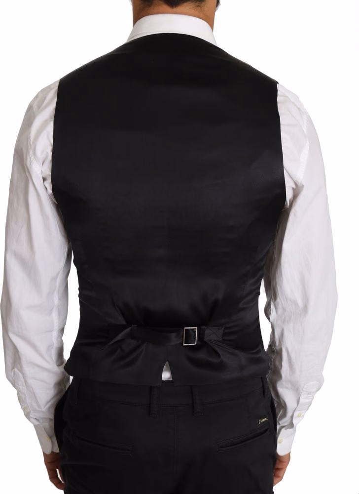 Dolce & Gabbana Gray Wool Double Breasted Waistcoat Vest