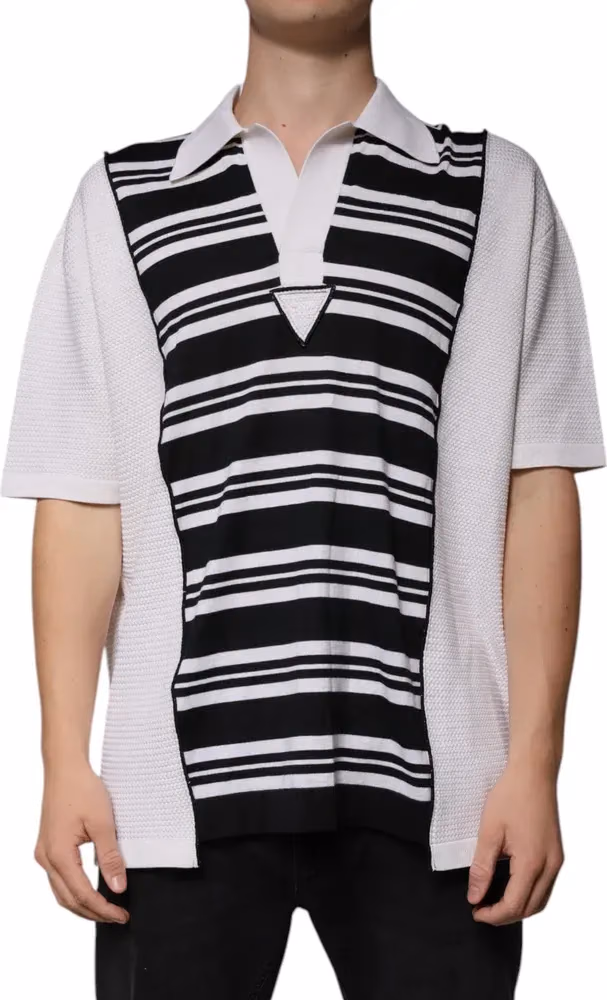 Dolce & Gabbana Black White Stripes Collared Polo T-shirt
