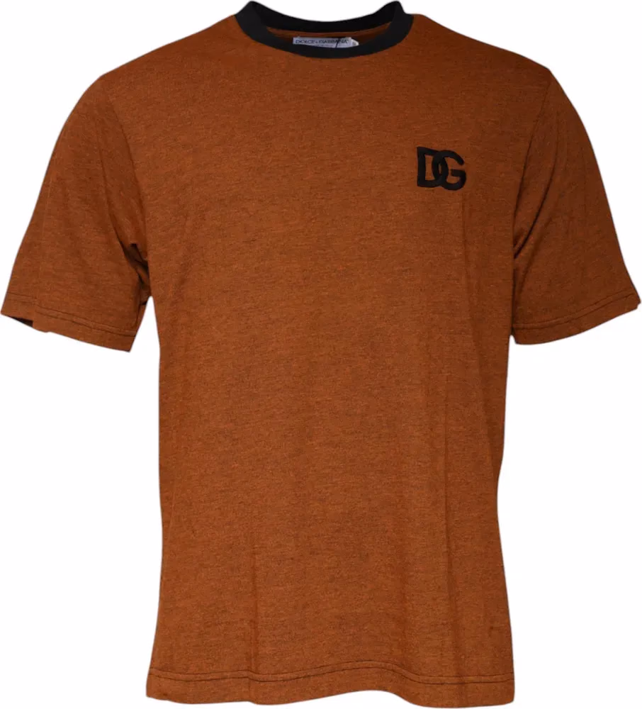 Dolce & Gabbana Brown DG Logo Polyester Crew Neck T-shirt