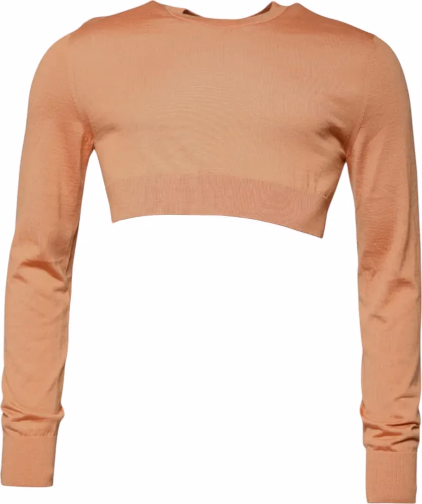 Dolce & Gabbana Beige Wool Crewneck Pullover Cropped Sweater