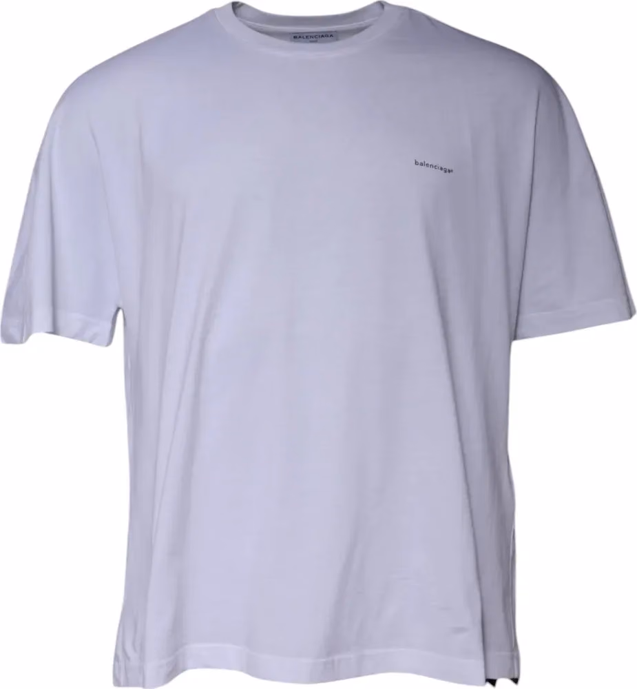 Balenciaga White Logo Cotton Crew Neck Short Sleeves T-shirt