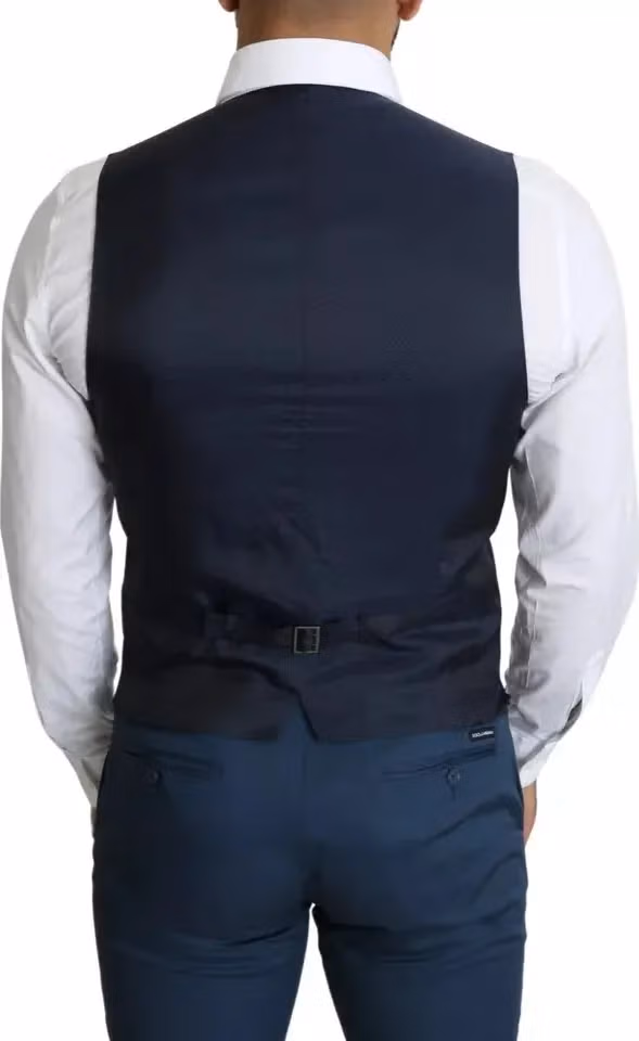 Dolce & Gabbana Navy Blue Men Formal Dress Waistcoat Vest