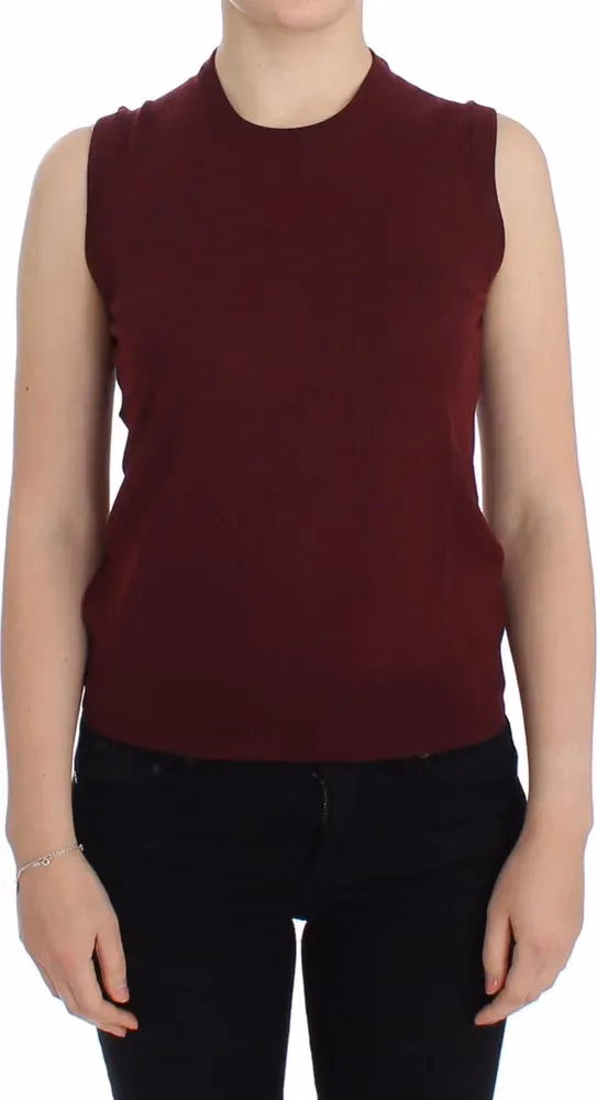 Dolce & Gabbana Red Sleeveless Crewneck Vest Pullover