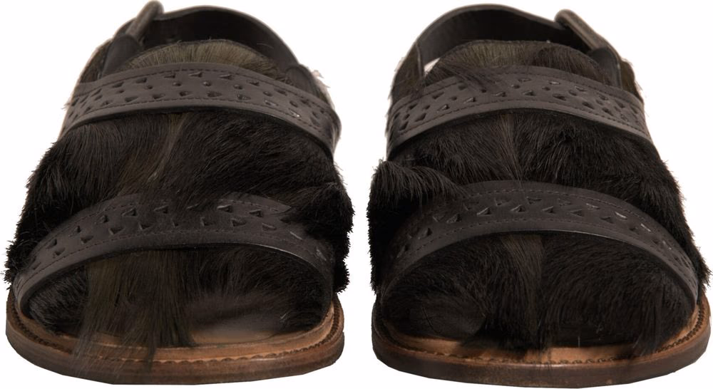 Dolce & Gabbana Green Gazelle Hair Leather Flats Sandals Shoes
