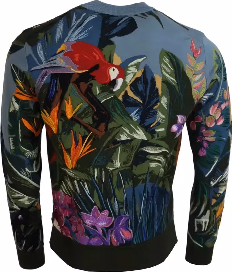 Dolce & Gabbana Jungle Wool Silk Pullover Logo Sweater