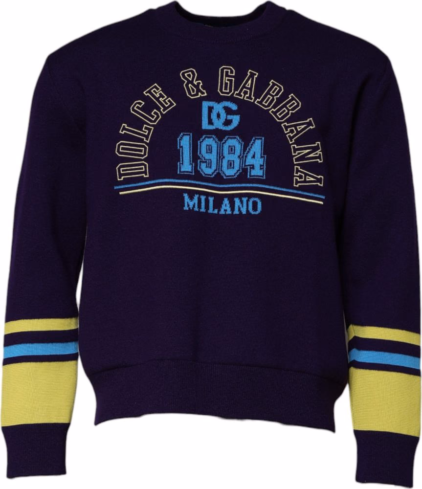 Dolce & Gabbana Blue 1984 Milano CrewNeck Sweatshirt Sweater