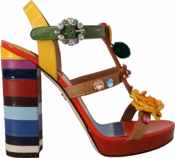 Dolce & Gabbana Multicolor Cotton Platform Sandals