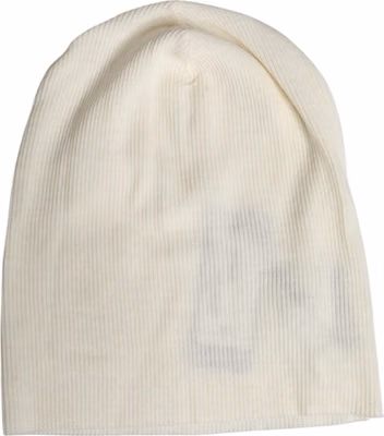 Beige Wool Blend Knitted Beanie Cap