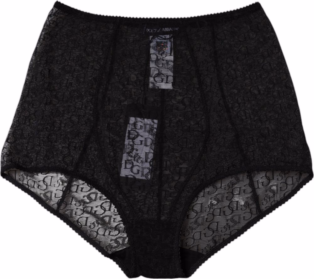 Dolce & Gabbana Black Logo Girdle High Waist Panty Underwear