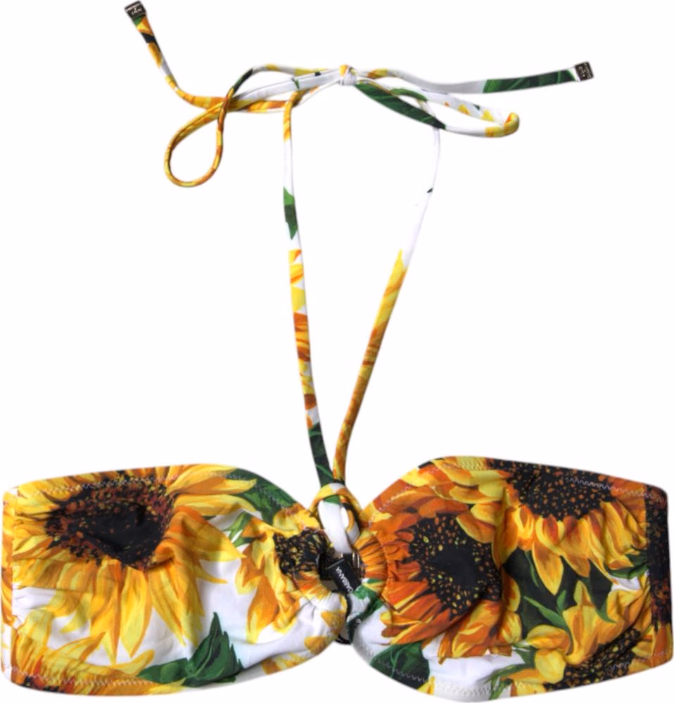 Dolce & Gabbana Multicolor Floral Halter Beachwear Bikini Top Swimwear