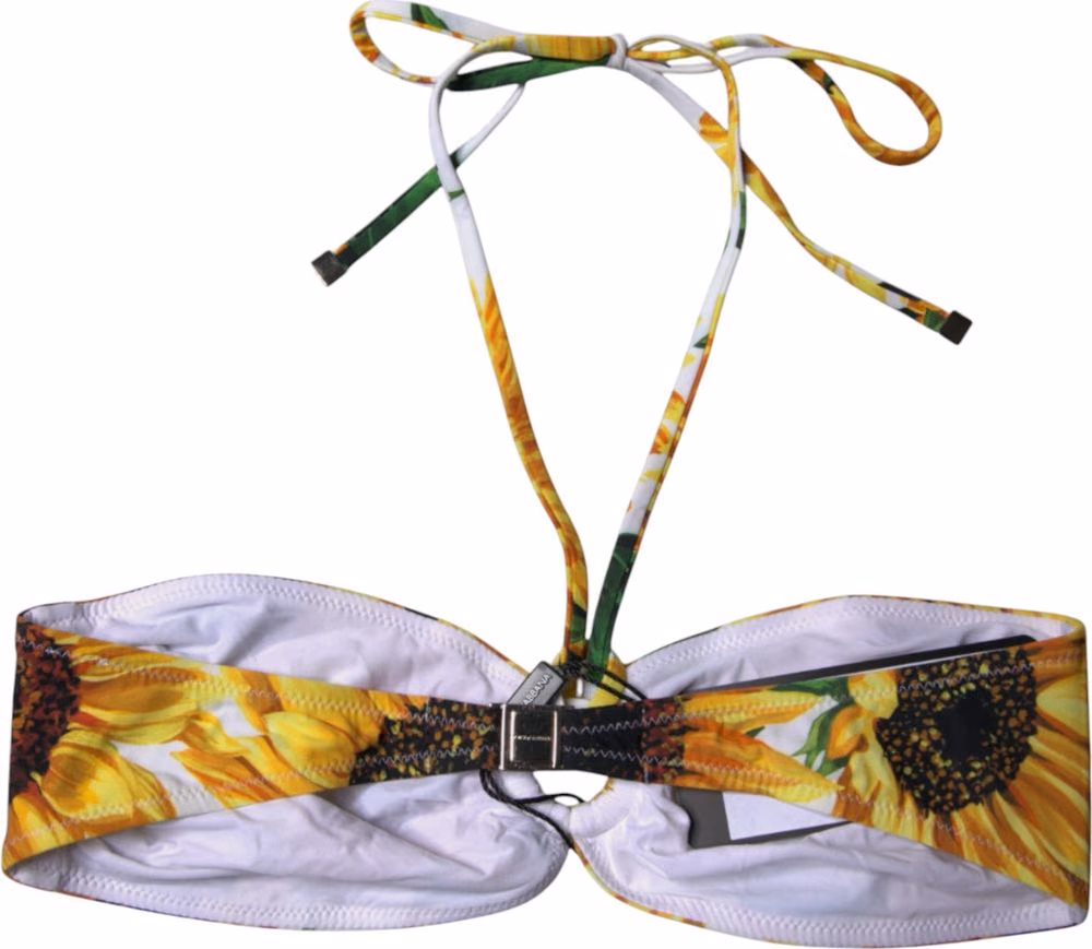Dolce & Gabbana Multicolor Floral Halter Beachwear Bikini Top Swimwear