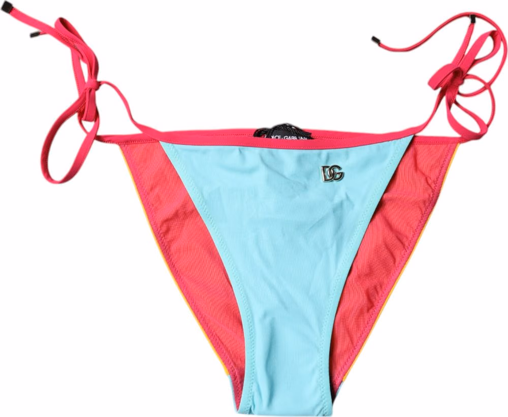 Dolce & Gabbana Multicolor Logo Swimsuit Bikini Bottom Swimwear