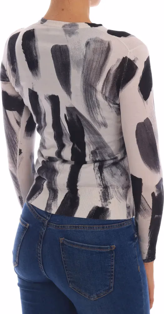 Dolce & Gabbana Cardigan Lightweight Silk Paint Stroke Sweater