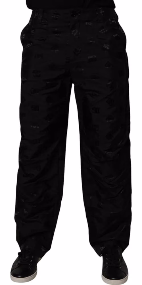 Dolce & Gabbana Black Logo Monogram Straight Pants