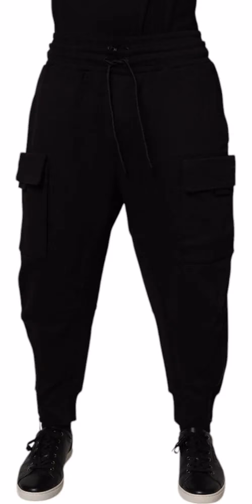 Dolce & Gabbana Black Cotton Men Cargo Jogger Sweatpants Pants
