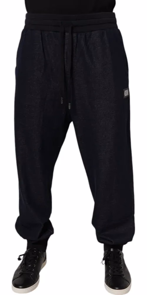 Dolce & Gabbana Black Jacquard Cotton Jogger Sweatpants Pants