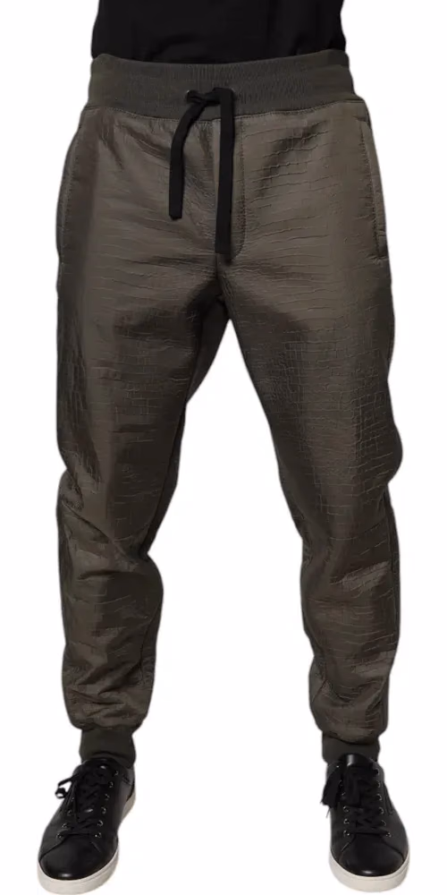 Dolce & Gabbana Brown Lambskin Leather Men Sweatpants Pants
