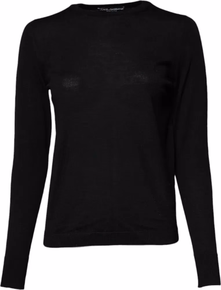 Dolce & Gabbana Black Wool Knit Crew Neck Pullover Sweater