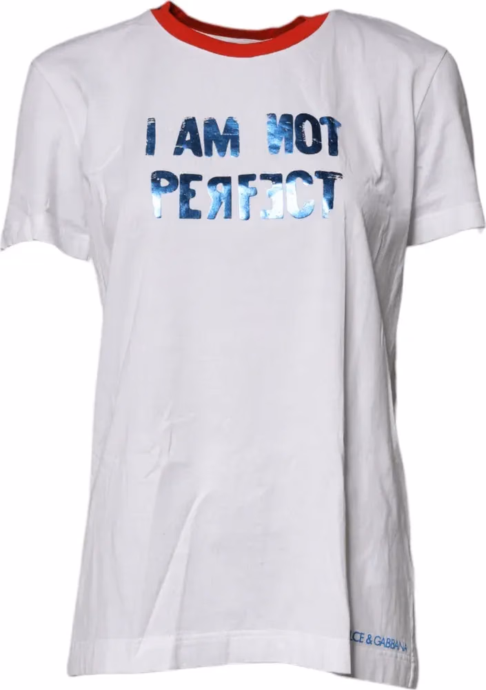 Dolce & Gabbana White Graphic Print Cotton Crew Neck T-shirt
