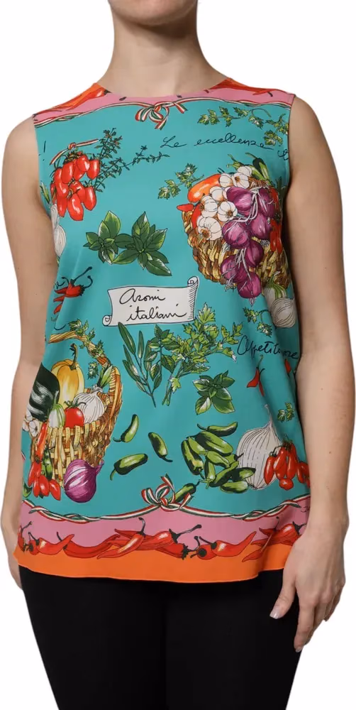 Dolce & Gabbana Multicolor Floral Silk Sleeveless Tank Top