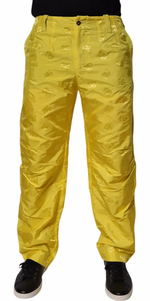 Dolce & Gabbana Yellow DG Monogram Polyester Straight Pants