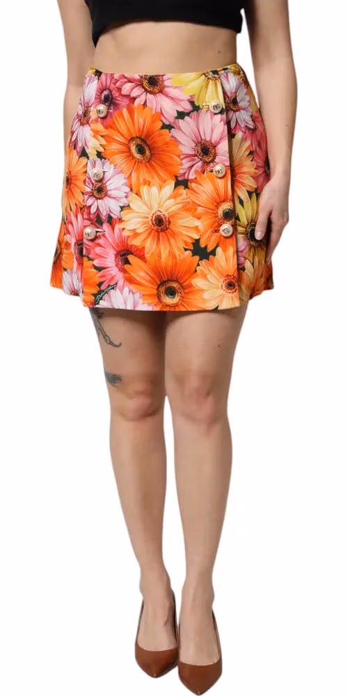 Dolce & Gabbana Multicolor Floral High Waist Mini Skirt