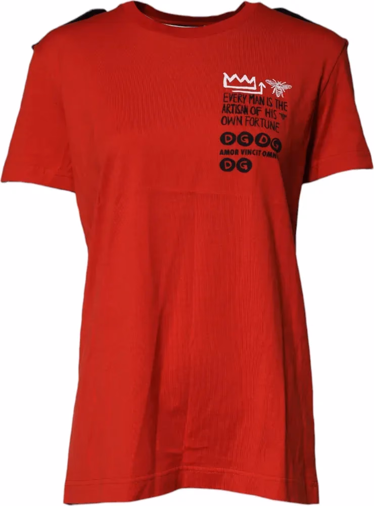 Dolce & Gabbana Red Cotton Round Neck Short Sleeves T-shirt