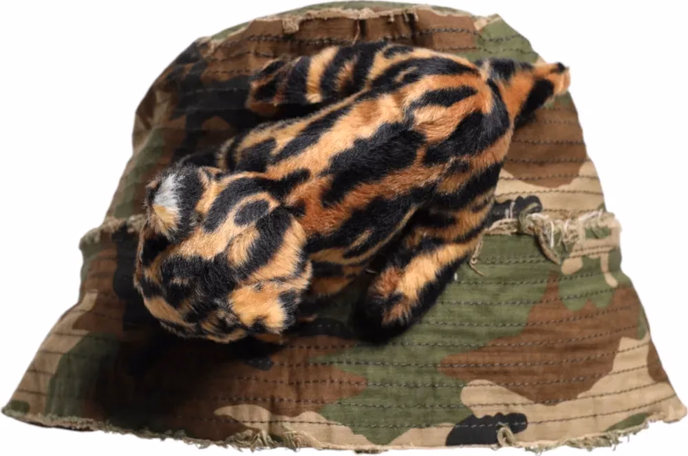 Dolce & Gabbana Multicolor Leopard Embellish Wide Brim Bucket Hat
