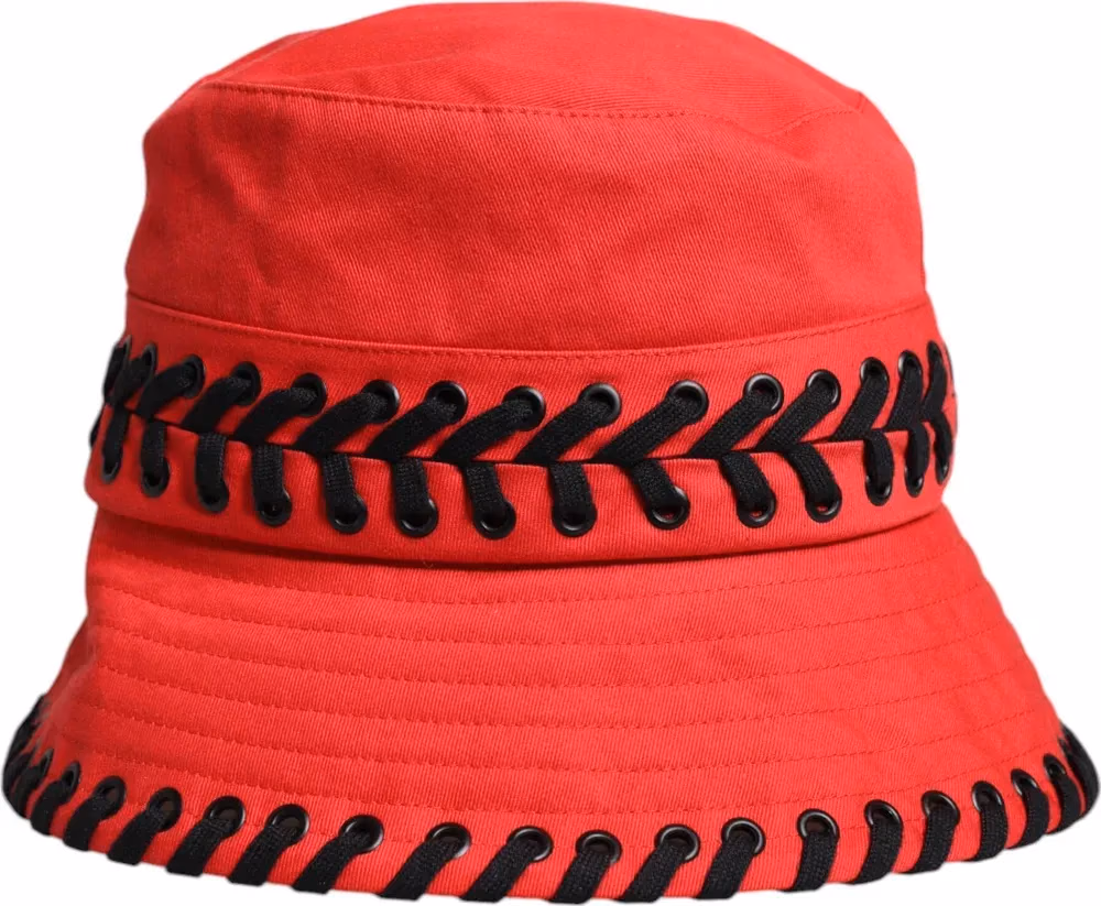 Dolce & Gabbana Red Lace Polyester Wide Brim Bucket Hat