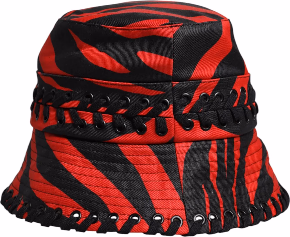 Dolce & Gabbana Black Red Stripe Polyester Wide Brim Bucket Hat