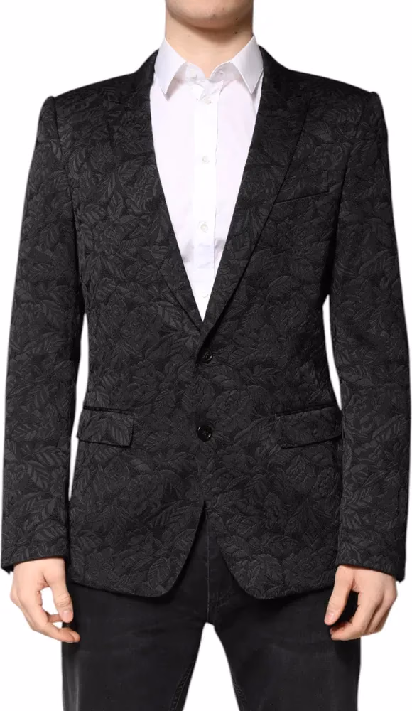 Dolce & Gabbana Black MARTINI Brocade Single Breasted Blazer