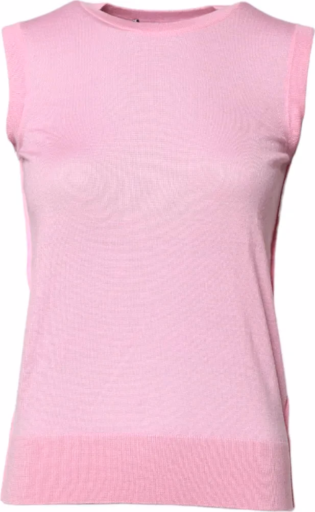 Dolce & Gabbana Pink Cashmere Round Neck Sleeveless Tank Top