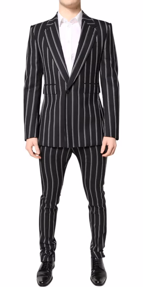 Dolce & Gabbana Black Striped SICILIA Formal 2 Piece Suit