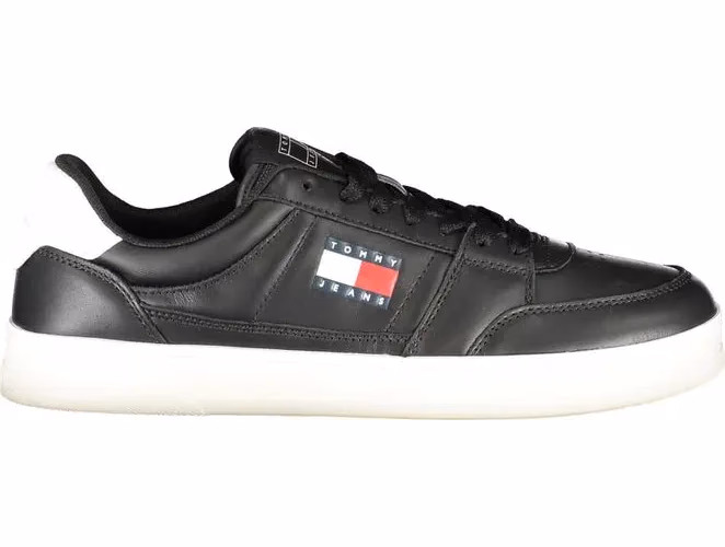 Tommy Hilfiger Black Leather Men Sneaker