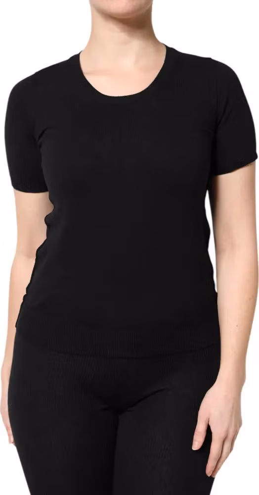 Dolce & Gabbana Black Cotton Round Neck Short Sleeve T-shirt