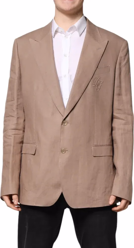 Dolce & Gabbana Beige TAORMINA Single Breasted Coat Blazer