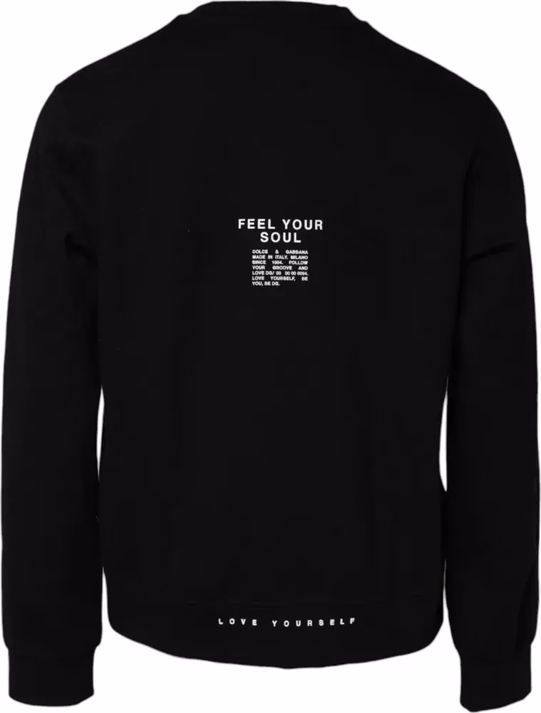 Dolce & Gabbana Black Cotton Logo Knitted Pullover Sweater