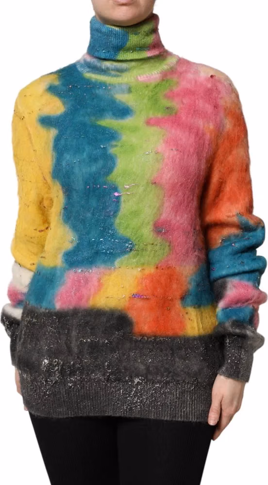 Dolce & Gabbana Multicolor Mohair Turtleneck Pullover Sweater