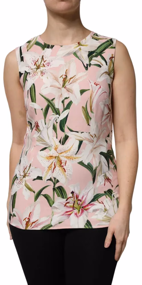 Dolce & Gabbana Multicolor Floral Print Round Neck Tank Top