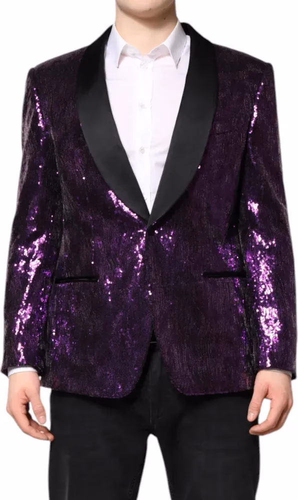 Dolce & Gabbana Purple SICILIA Sequin Embellish Coat Jacket