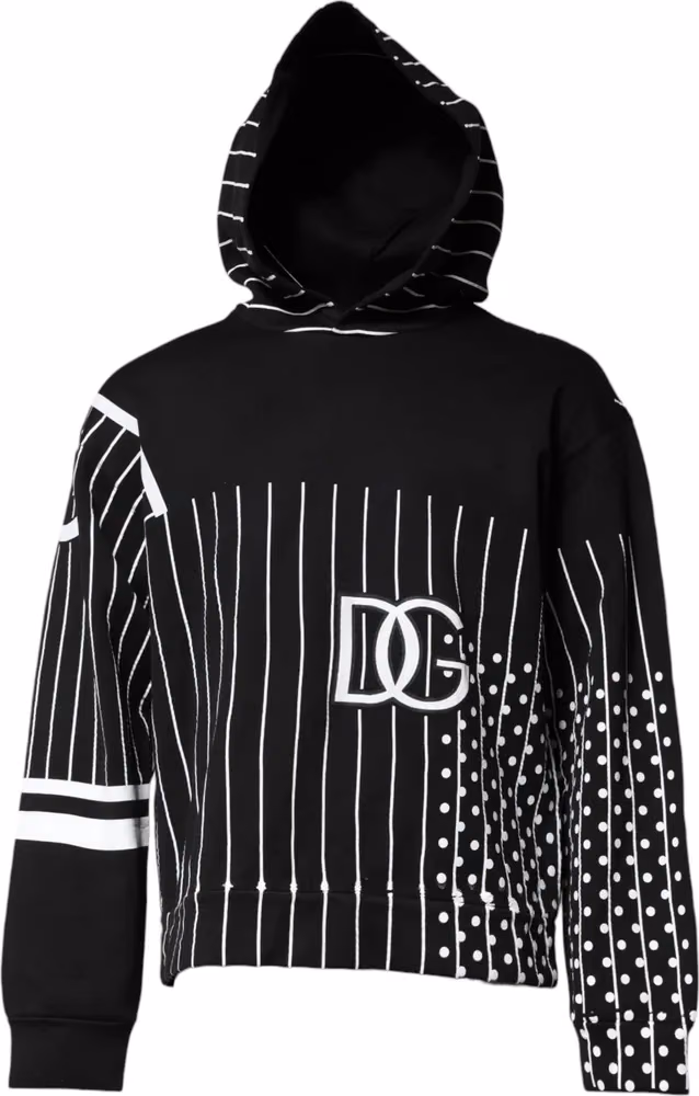 Dolce & Gabbana Black White Stripe Hooded Sweatshirt Sweater