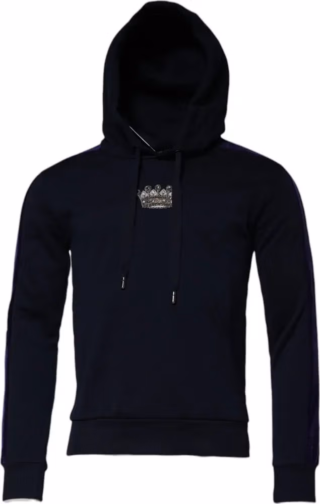 Dolce & Gabbana Black Crown Cotton Hooded Sweatshirt Sweater