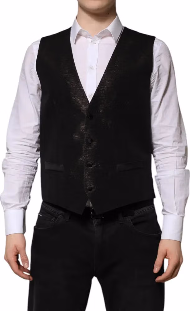 Dolce & Gabbana Dark Brown Dress Formal Men Waistcoat Vest
