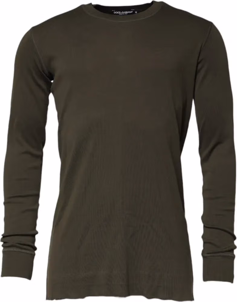 Dolce & Gabbana Dark Green Long Sleeves Crew Neck T-shirt